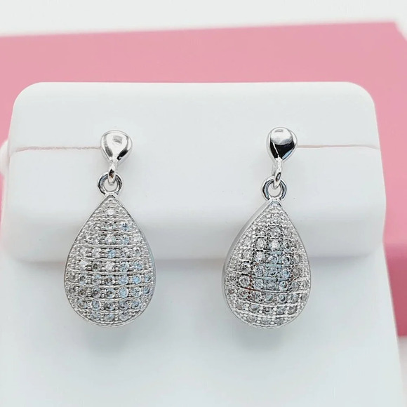 - "925 Sterling Silver Cubic Zirconia Earrings, U19254682 - Picture 1 of 11